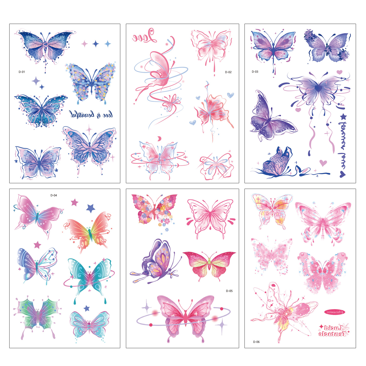 Temporary Tattoos 60Pcs